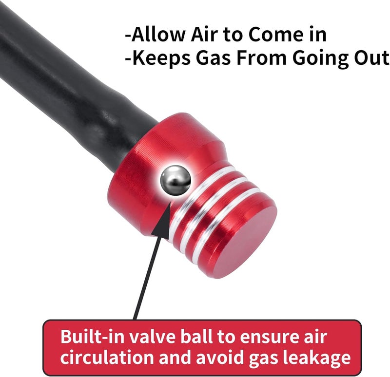 RUTU Gas Cap Vent Hose Fuel Tank Vent Valve Tube with Check Ball Universal CNC Aluminum Breather Hose for ATV Dirt Pit Bike Motorcycle Quad Motocross 5 Pcs Red - Image 2